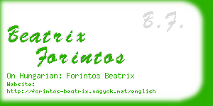 beatrix forintos business card